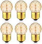 Hcnew e26 led Bulb G40 Mini Globe Bulb Night Light 1W Equivalent to 10 Watt 2200K Warm White Decorative Light Bulbs Christmas Light Strings Non Dimmable Pineapple Shaped Amber Glass,Pack of 6