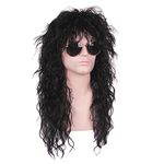 ColorGround Long Curly 80s Men Fashion Smart Rocker Style Wig