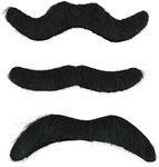 Skeleteen Self Adhesive Party Mustaches - Hairy Fake Black Sticker Mustache - 3 Piece Set