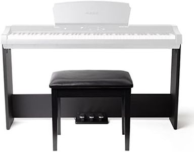 Alesis AHB-1 - WOODEN PIANO STAND AND BENCH for Alesis Recital Grand and Prestige Artist with 3 Pedals: Soft, Sostenuto and Sustain, Black Finish