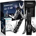 essence’ Multi Tool Pliers & Led Tactical Torch Set - Bright Powerful Zoom Focus Flashlight - 15in1 Stainless Steel Portable Pocket Multi-tool - Perfect Hand Tools for Camping DIY Outdoor Survival Kit