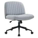 IWMH Armless Office Chair, Desk Chair with Wheels,Ergonomic Criss Cross Legged Chair with Fabric Padded,Height Adjustable Wide Seat Computer Chair,Mid-Back Swivel Vanity chair for Home Office(Grey)