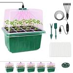 MQ Seed Starter Tray with Grow Light, 5 Pcs 60 Cells, Timing Seed Starter Kit with Adjustable Brightness & Humidity, Indoor Plant Tray for Greenhouse & Garden, Seeds Growing