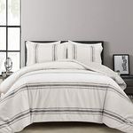 Lush Decor Comforter Farmhouse Stripe, Full/Queen, Gray