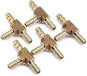 LTWFITTING Brass Barb Tee Fitting 1/4-Inch(6mm) ID Hose for Water Fuel Boat (Pack of 5)