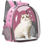 Cat Carrier Backpack, Pet Carrier Backpack Front Pack for Small Medium Cat Puppy Dog Carrier Backpack Bag Space Capsule, Pet Carrier for Travel Hiking Walking Camping (Pink)