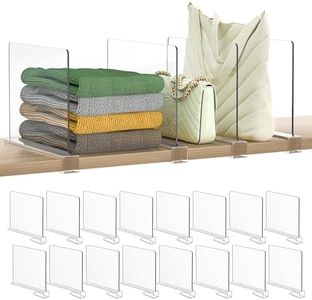Shelf Dividers Purse Organizer for Closet: 16-Pack Acrylic Bag Storage Organizer for Handbags, Clutches, Clothes, Sweater, Towel
