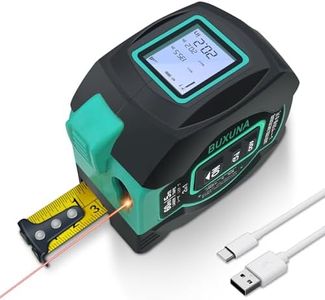 Digital Laser Tape Measure with Charging, 197-Ft Laser Tape Measure & 16-Ft Self-Locking Tape Measure, Metric and Us Units, Measuring Pythagorean, Area, Volume with Switchable Units M/Ft/in