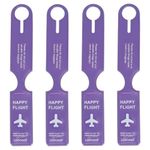 Storite 4 Pack Luggage Tags PVC Luggage Labels for Suitcases with Name Address Phone Number Labels Travel Tag for Baggage Identity ID Labels - Purple