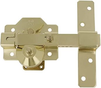 Amig - Cerrojo de Sobreponer de Acero para Puertas, Con Botón de Apertura, Pestillo de Seguridad y Palanca de Bloqueo, 105 x 170 mm, Cilindro 50 mm, Color Dorado, Incluye 5 Llaves de Punto