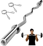 jxgzyy EZ Curl Bar Barbell Bar 47 Inches Weight Lifting Curl Bar With Non-Slip Hand Grip And 2 Spring Collars For Gym Home Exercises Weights Training Muscle Bodybuilding