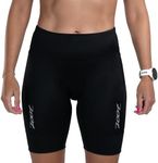 Zoot Women’s Core 8-Inch Tri Shorts, Quick Dry Performance Triathlon Short with Cycling Chamois Pad, Pockets & UPF 50+ Fabric - Jet Black - Medium