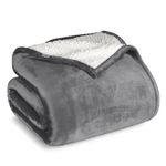 Bare Home Sherpa Fleece Blanket - King Size - Fluffy & Soft Plush Bed Blanket - Hypoallergenic - Reversible - Lightweight (King, Grey)