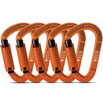 FVW 5 Pieces Heavy Duty Climbing Carabiners, 25KN UIAA Certified Auto Locking Rock Climbing Carabiners Clips for Hammocks, Swing, Locking Dog Leash and Harness, Camping, Hiking & Utility (Orange)