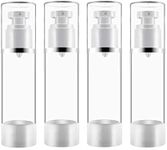 Clear Airless Cosmetic Cream Pump,Empty Plastic Travel Lotion Dispenser Airless Pump Vacuum Container for Shampoo,Liquid Foundation,Face Cream-Pack of 4 (50ml/1.7 Qunce)