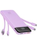 Charmast Power Bank with Built in Cables, 20000mAh USB C Battery Pack 5 Outputs 4 Inputs with LED Display Type C Powerbank,22.5W Fast Charging Portable Charger Compatible with Smartphones (Purple)
