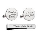 Kooer Personalized Engraved Cuff Links Tie Clip Set Custom Engrave Phrase Wedding Cufflinks Jewelry Gift for Father Dad Of all the Walks We've taken This one is my Favorite, Medium,