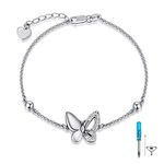 MBSUUH Butterfly Urn Bracelet 925 Sterling Silver Cremation Jewellery Memorial Always in My Heart Locket for Women