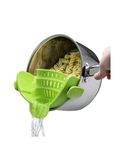 Denmate Snap N Strain Pot Strainer and Pasta Strainer - Adjustable Silicone Clip On Strainer for Pots, Pans, and Bowls, BPA Free, Dishwasher Safe - Kitchen Colander - (Green)