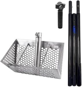 CKG Shark Tooth Sifter and Sand Scoop for The Beach, Sand Flea Rake with Carbon Handle, Stainless Steel Sand Sifter for The Beach with Long Strong Assembly Handle