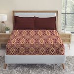 Trident Bedsheet Set - Urban Comfort Collection, 100% Cotton Bedsheet for Double Bed (1 Queen Size Bedsheet with 2 Pillow Covers) Superior Softness, 144 Thread Count - Modern Brown