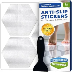 Anti Slip Shower Stickers 24 PCS, Invisible Non-Slip Shower Strips for Adults, Premium Adhesive Bath Tub Stickers (Clear)