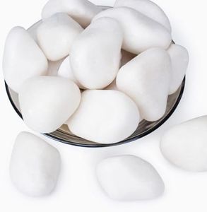 Pulovin 40 lbs White Rocks for Landscaping, 2-3 Inch Large White Rocks for Plants, Decorative Polished Stones for Garden, Walkways, Yard, Plants Pots, Vases, Crafts