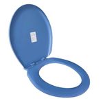 Luxart Oval Shape Toilet Seat Cover with Round Edges, PVC Cover for Western Toilet Seat - Glossy Finish, Sleek Design - Non-Soft Closing Commode Seat with Cover with Installation Kit (AL-BLUE)