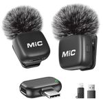 Wireless Lavalier Microphone for iPhone, iPad, Android Phone, 2 Pack Mini Microphone with Noise Reduction, Auto Pairing and Mute & Reverb for Vlogging, Video Recording, TikTok, YouTube