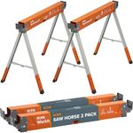 BORA Workhorse XT Saw Horses 2 Pack Folding Heavy Duty Adjustable Height Sawhorse Pair with Adjustable Legs, Heavy Duty Saw horse for Contractors Portable Workbench w/Built in Bottle opener PM-3360T