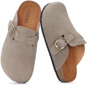 ZUSERIS Kids Suede Clogs Boys Girls Cork Potato Shoes,Apricot,11 C
