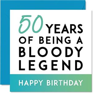 Funny 50th Birthday Card for Men Women - Being A Legend - Fifty Fiftieth Happy Birthday Card for Him Her Mum Dad Brother Sister Cousin Friend, 145mm x 145mm Joke Gifts Humour Sarcasm Greeting Cards