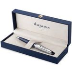 Waterman Expert Ballpoint Pen | Metal & Blue Lacquer | Chiselled Cap | Blue Ink | Gift Box