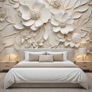 LOOWAP 3D Relief Floral Self Adhesive Wall Mural Wallpaper for Living Room Bedroom