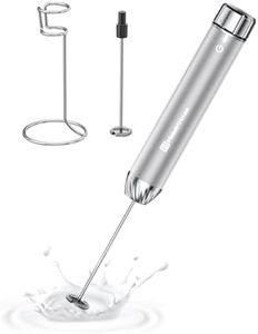 Maestri House Mousseur à Lait Rechargeable, Réglage de la Vitesse en Continu, Mousseur a Lait Café au Latte Premium électrique, Cappuccino au Chocolat Chaud Matcha (Argent)