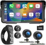 WEUASTE Professional 5.5" Waterproof Touchscreen, Motorcycle DVR, Motorcycle TPMS, Portable Carplay/Android Auto, GPS Navigation for Motorbike, Support Bluetooth, Siri, G00gle Assistant, TF-128G