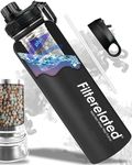 Filterelated 30oz Stainless Steel Portable Alkaline Filter Water Bottle, Creates Up to 9+ Ph of Quality Water, Sports Travel Water Bottle, Removes Water Impurities