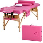 BestMassage Massage Table Massage Spa Bed 73 Inch Heigh Adjustable 2 Fold Portable Massage Table W/Sheet Cradle Cover 2 Bolster Hanger Facial Salon Tattoo Bed (Pink)