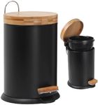 Eco Basics Rubbish Bin 3L – Eco-Friendly Bamboo & Recycled Plastic – Powder-Coated Chrome – Durable Pedal Mechanism – Stable & Compact – Elegant Design – Easy to Clean - Black