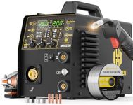 H HZXVOGEN 250A Aluminum MIG Welder, 7 in 1 Gas MIG/Flux Core Gasless MIG/Lift TIG/Stick/Spot/Spool Gun/Pulse MIG Welder Machine, 110/220V Syn/Man Control with LED Display, Burn Back Adjustment