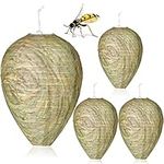 4 Pack Wasp Nest Decoy, Hanging Fake Wasp Nest Hornet Repellent Trap, Effective Wasps Hornets Control Deterrent for Home Garden and Outdoors