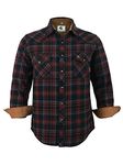 COEVALS CLUB Mens Flannel Shirt Long Sleeve Checked Snap Cotton with Pocket Regular Fit Plaid Lumberjack Casual Work Shirt (Russet Brown Black #6 L)