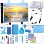 FANGZH Diamond Painting Storage Accessories Kit with A4 Light Pad, Bead Organizers, Drill Pens, Storage Boxes, and Tools for Adults (Blue)