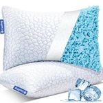 Shredded Memory Foam Pillows for Sleeping Cooling Bamboo Pillow with Adjustable Loft Hypoallergenic Bed Pillows for Side and Back Sleepers Washable Removable Derived Rayon Cover King Size (2-Pack)