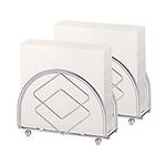 Buruis 2 Pack Modern Paper Napkin Holder, 5x3.5 Inch Silver Decorative Napkin Holder for Table, Kitchen, Restaurant, Bar, Creative Metal Tabletop Freestanding Tissue Dispenser (Silver-rhombus)