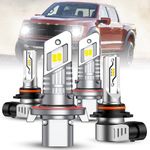 SEALIGHT H10 H13 LED Combo, 4,2000 Lumens 6500K White, 1:1 Design with Cooling Fan, 9008/H13 H10/9140/9145 LED Fog Light Bulbs Combo for 2005/2004 Ford F-150, Plug and Play, Pack of 4