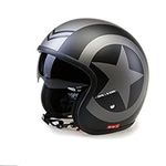 ViPER RSV06 Matt Black Star Motorcycle Open Face Helmet ECE Approved Cruising Touring Bike Safety -XL (61-62cm)