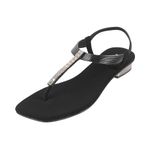 Mochi Women Black Synthetic Flat Beaded Fashion Sandal UK/5 EU/38 (35-319)