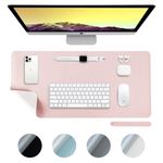 DesireTech Reversible Extra Large Office Desk Mat – Pink & Silver, 80x40 cm | XL Dual-Sided Desk Mat | Waterproof Faux Leather Table Surface Protector | Desk Accessories, Laptop Mat & Mouse Pad