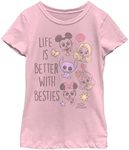 Disney Doorables Better with Besties Girls Short Sleeve Tee Shirt, Light Pink, X-Large